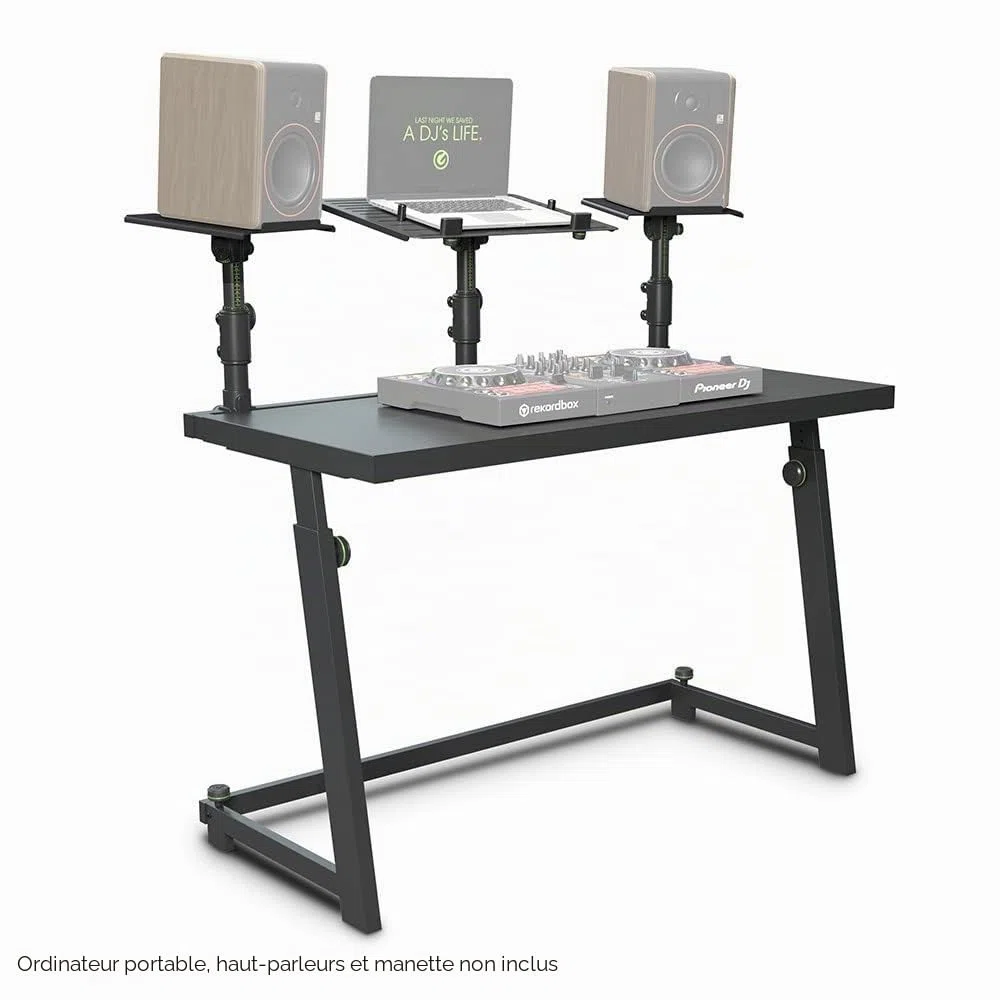 Gravity FDJT 01 - Table pour DJ universelle avec support pour enceintes et ordinateur portable