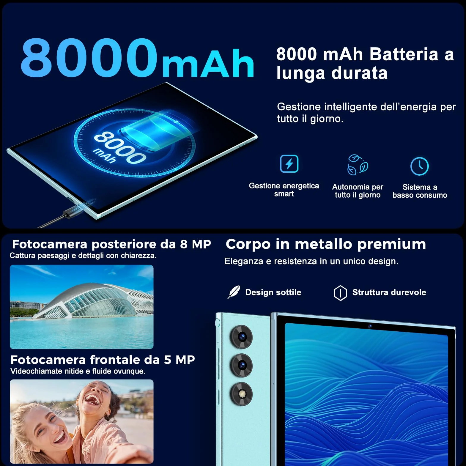 Tablette 10 pouces Android 15 Gemini AI 30 Go RAM 128 Go ROM 2 To extension WiFi 6 Widevine L1 octa-core 8000 mAh BT 5.0 Clavier Souris Corps métallique Vert