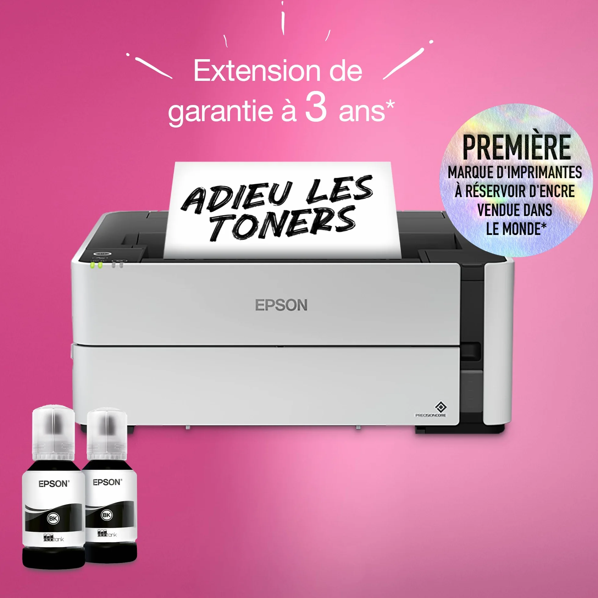 EPSON EcoTank ET-M1170 Imprimante jet d'encre monochrome A4 sans fil réservoir haute capacité 20ppm recto-verso Ethernet noir