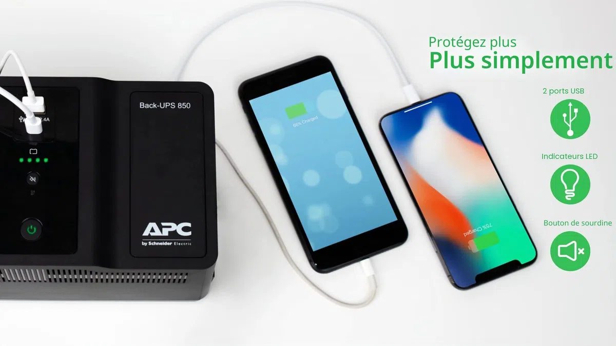 APC Back-UPS Essential - BE850G2-GR - UPS 850VA 230V, USB Type-C and A Charging Ports, 8 Schuko CEE 7 outlets (2 Surge)