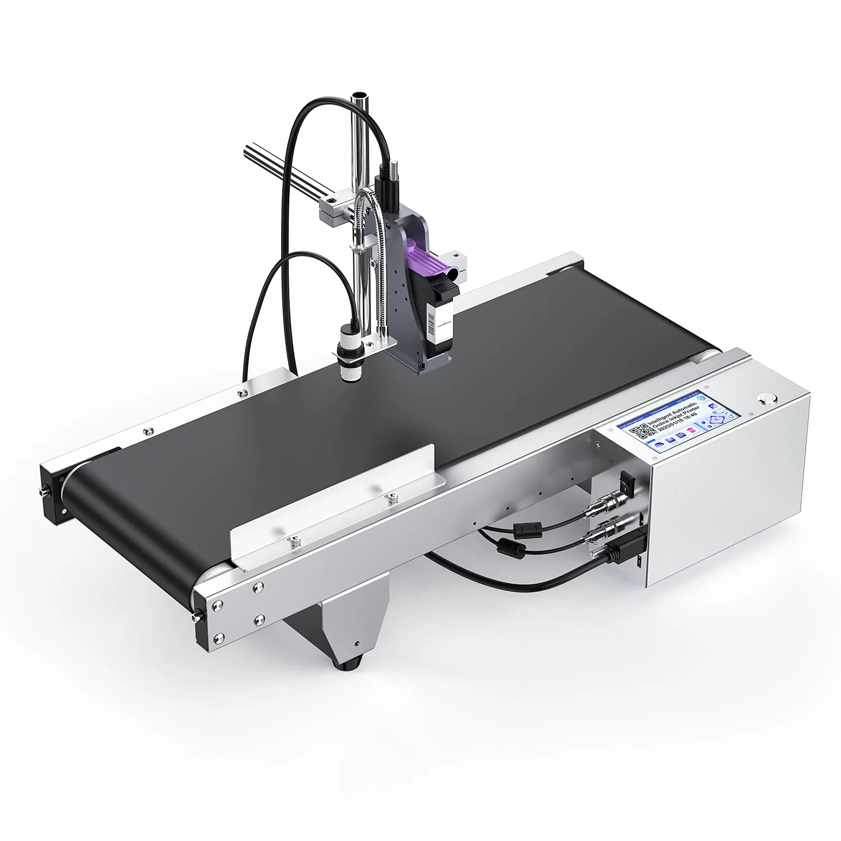 JS740 Machine de Codage à Jet d'encre 42 ML, Automatique pour Texte Date Numéro Série Logo Code-Barres QR Code
