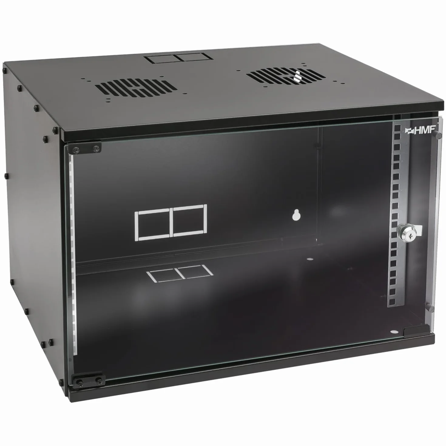 HMF Baie de Brassage 19 Pouces 7U Armoire réseau Porte vitrée Profondeur 400 mm Coffret Mural Noir