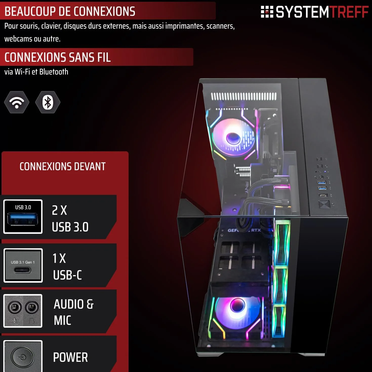 SYSTEMTREFF PC Gamer AMD Ryzen 7 9800X3D 8x5.2GHz Nvidia RTX 5080 16Go 1To M.2 NVMe 32Go DDR5 RAM Windows 11 Ordinateur de Bureau