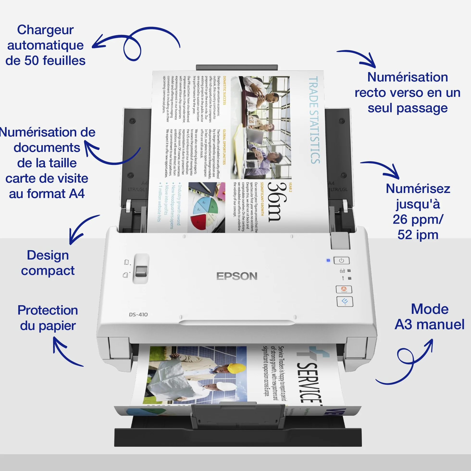 EPSON WorkForce DS-410 Scanner de documents A4 600 DPI USB ADF recto-verso 26ppm