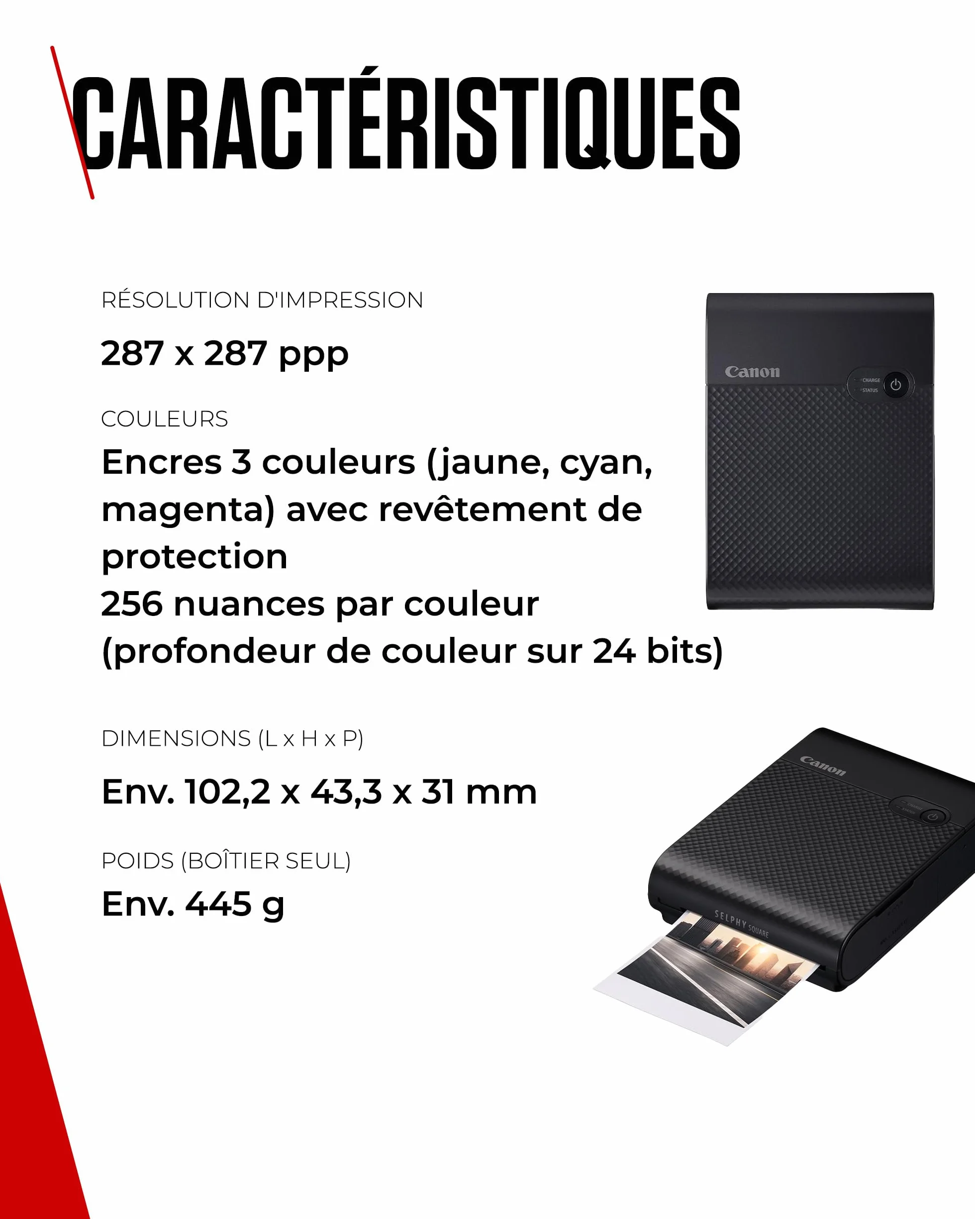 Canon SELPHY Square QX10 Imprimante Photo Portable Noir