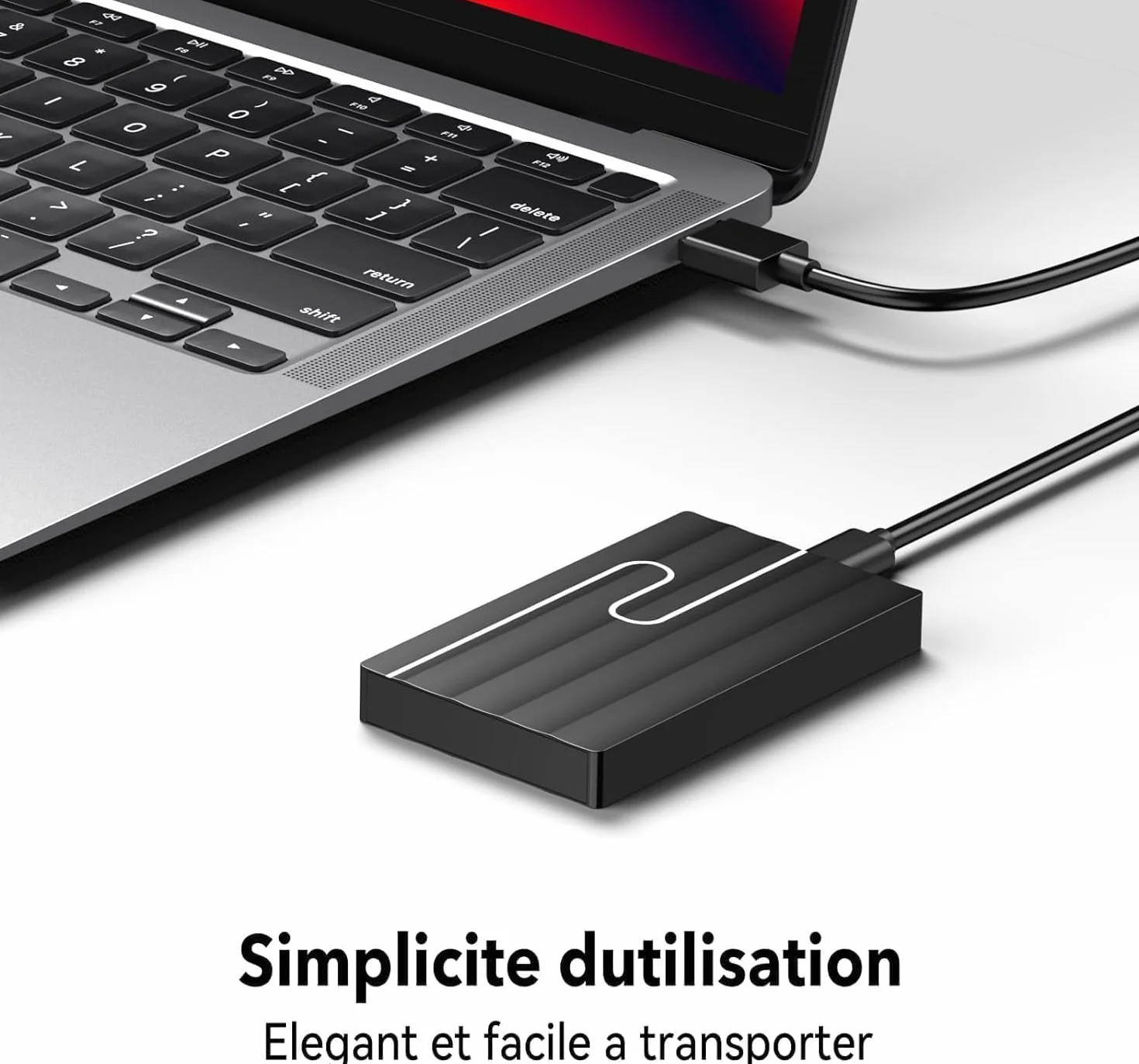 Gorilla Carts 2To Disque Dur Externe Ultra-Mince 2,5" Stockage PC Mac TV Ordinateur Portable Bureau Noir