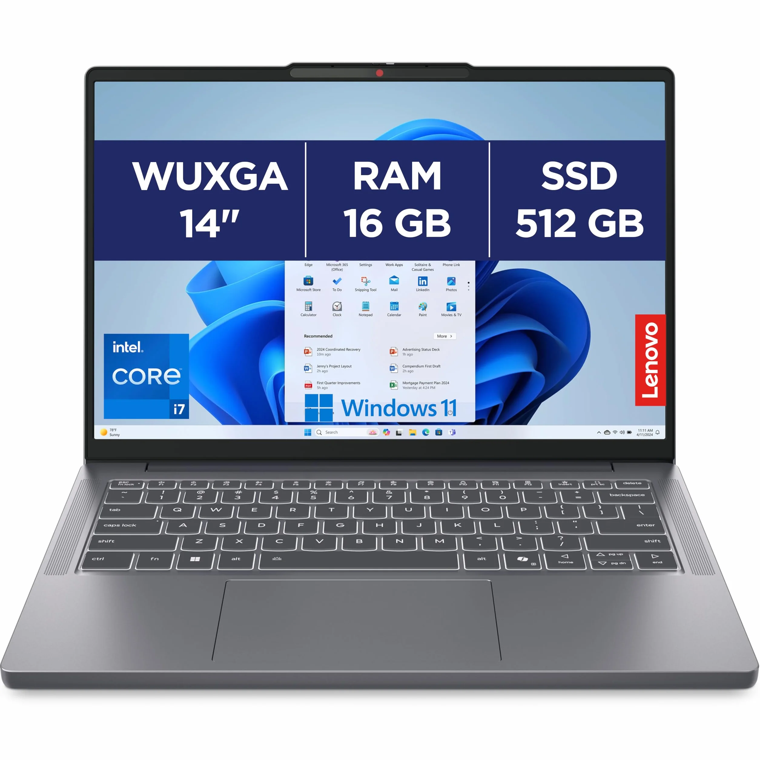 Lenovo IdeaPad Slim 3 14IRH10 Ordinateur Portable 14" WUXGA Intel Core i7-13620H RAM 16Go SSD 512Go Intel UHD Graphics Windows 11 Home Clavier AZERTY Français Gris