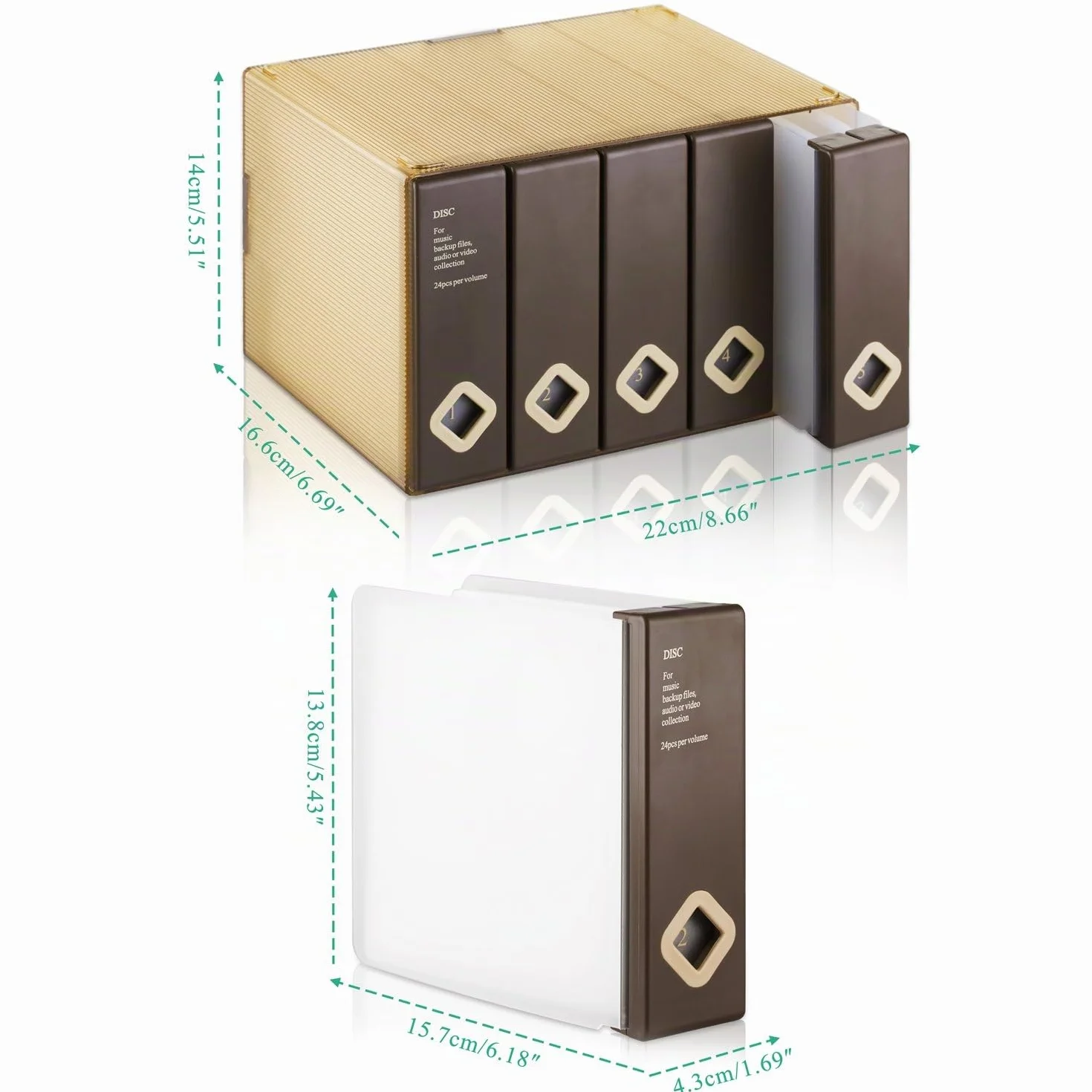 AhfuLife Boîte de Rangement Colorée pour CD ou DVD 120 Disques, Marron