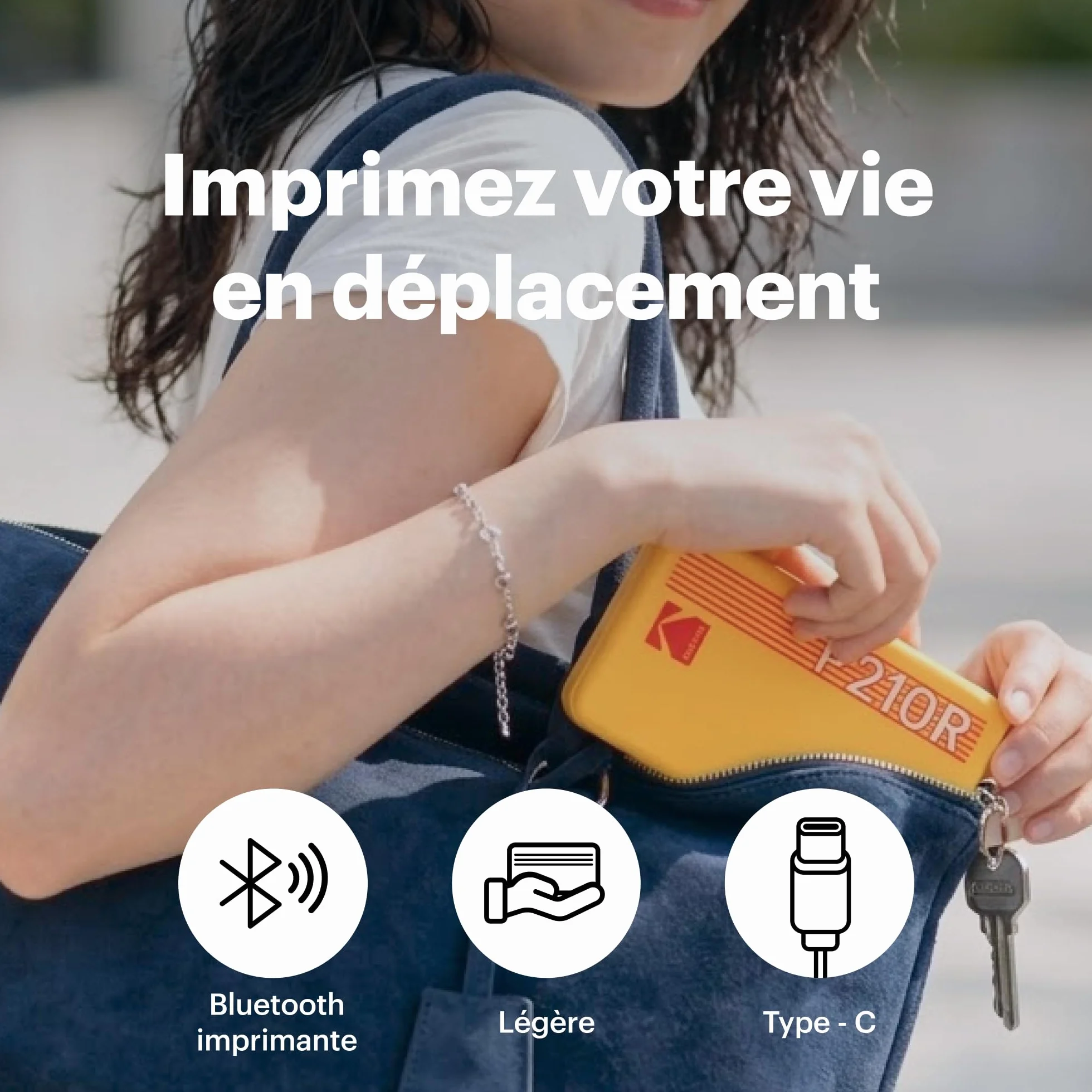KODAK Mini 2 Retro Imprimante Photo 5,3 x 8,6 cm, 38 Feuilles, Bluetooth, Sublimation 4PASS, Blanc