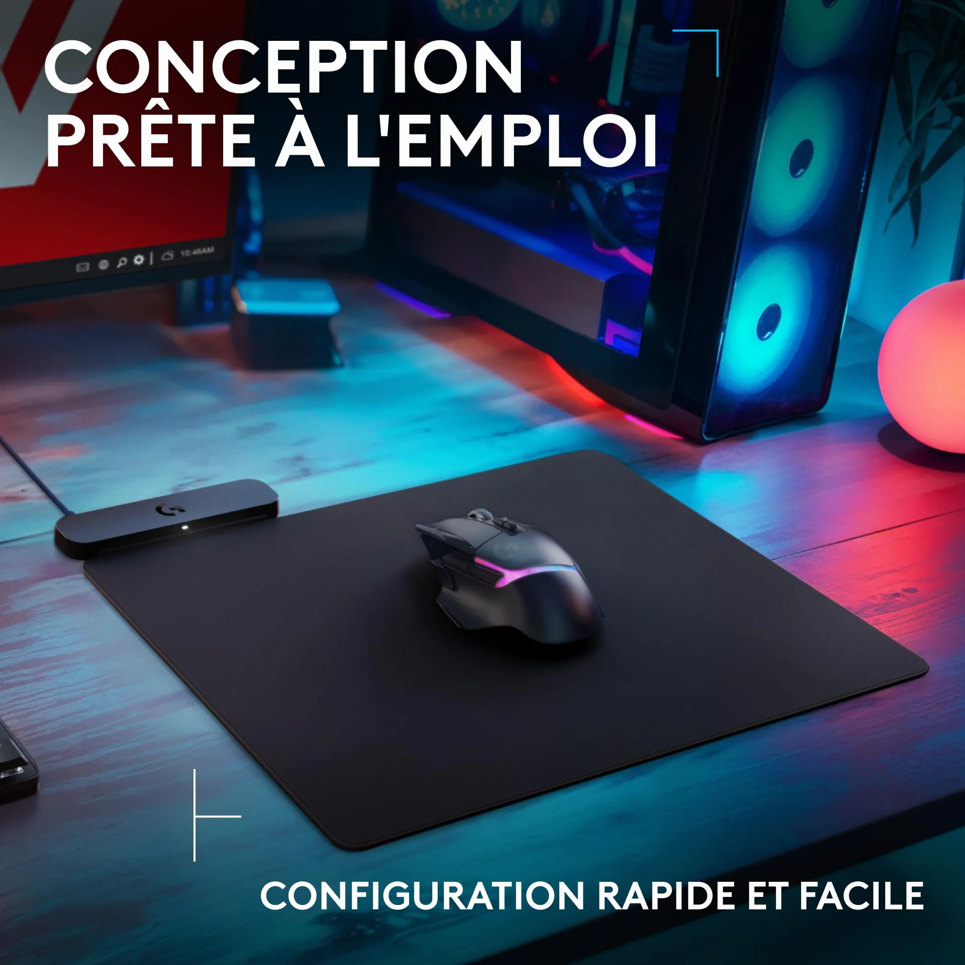 Logitech G POWERPLAY 2, Tapis de Souris de Charge sans Fil pour Souris Gaming, 34,5 x 28,4 cm, Noir