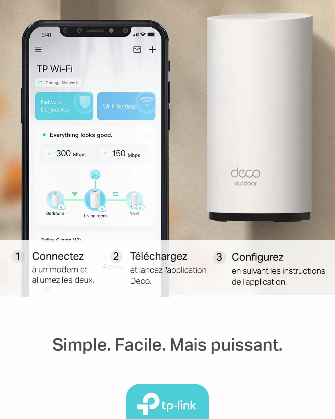 TP-Link Deco BE25-Outdoor Routeur WiFi 7 Mesh BE3600, Répéteur Extérieur/Intérieur, Double Bande, 2×2,5G, IP65, PoE/AC