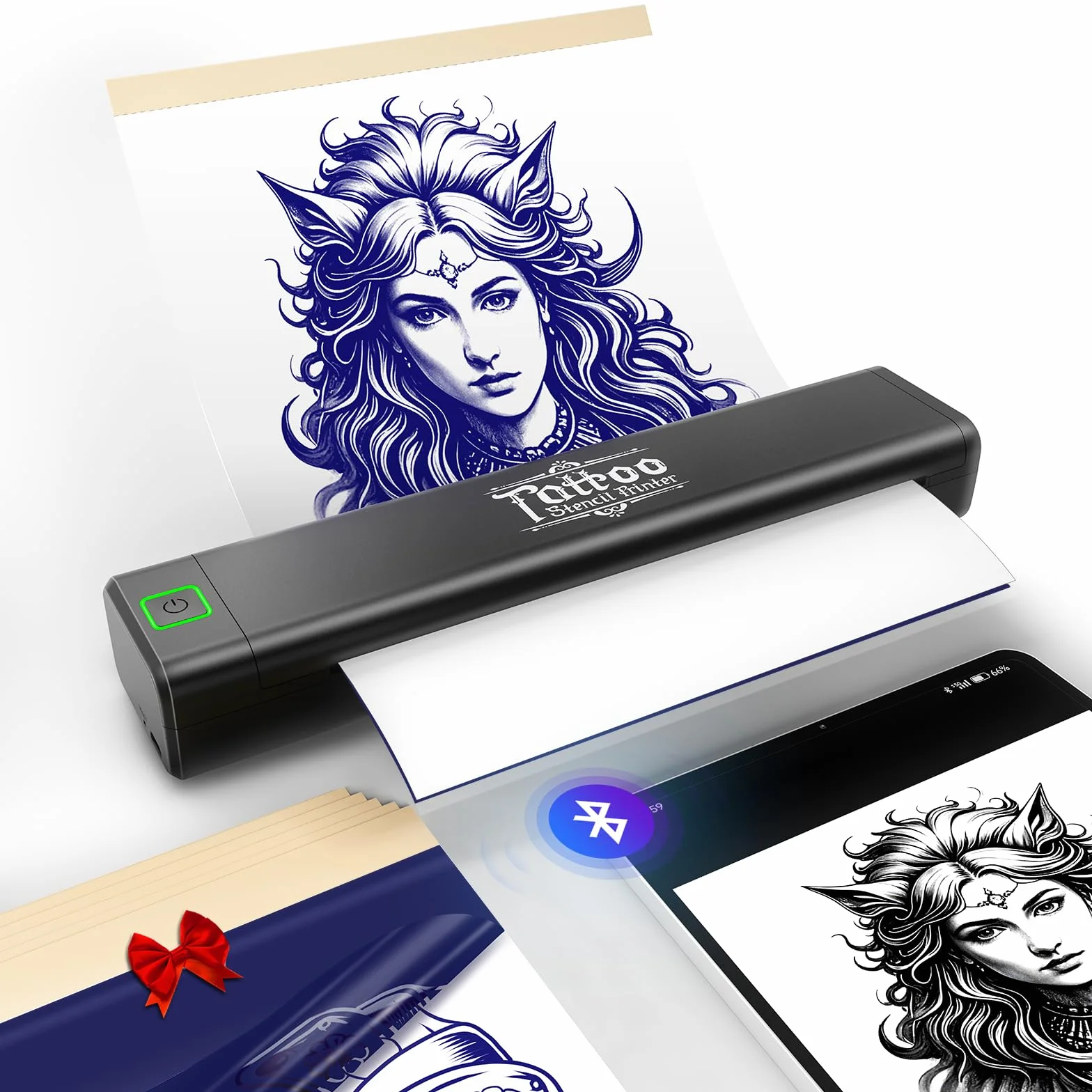 vretti Thermocopieur Tatouage Bluetooth P84, 5 Feuilles A4 Papier Transfert Imprimante, Machine Copieur iOS Android Mac