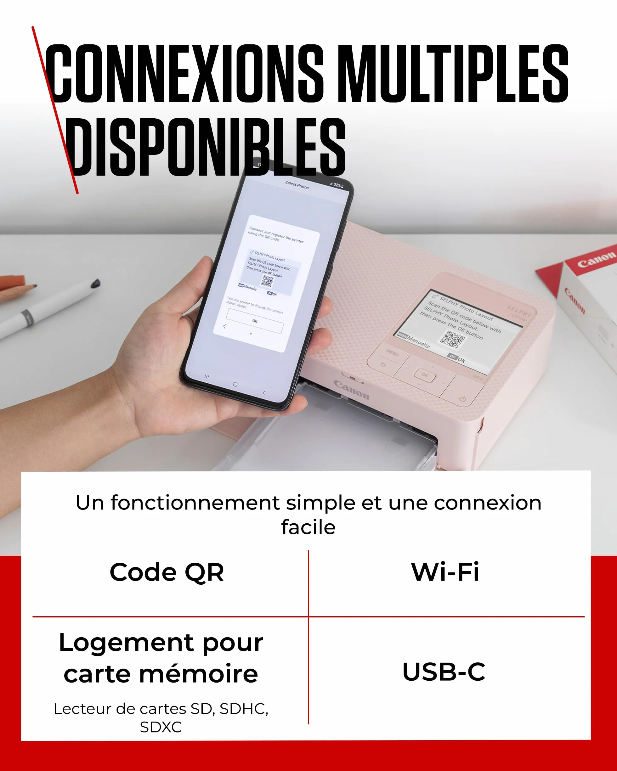 Canon SELPHY CP1500 Imprimante Photo Portable sans Fil USB-C Carte SD Blanc