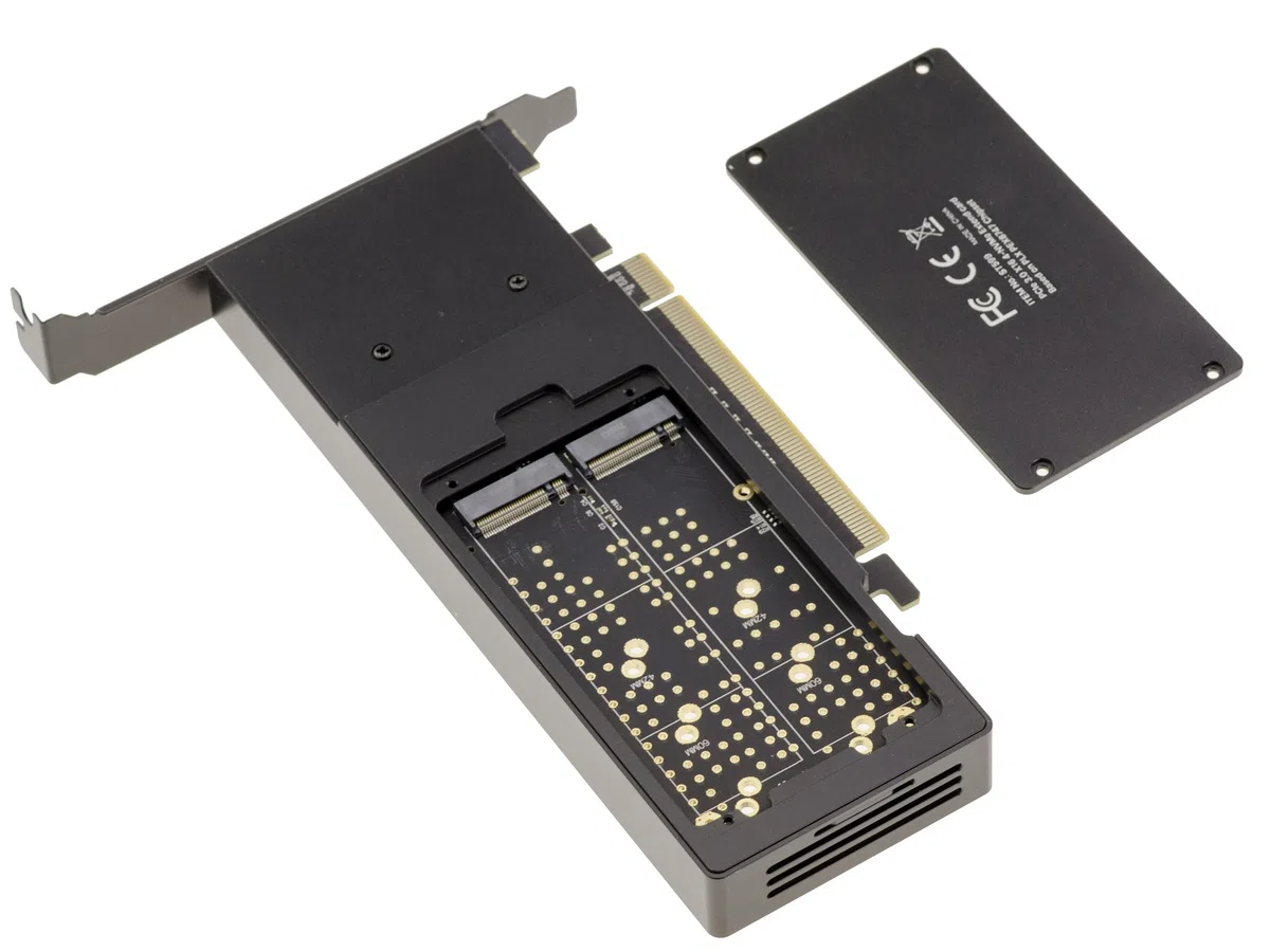 KALEA-INFORMATIQUE Carte PCIe x16 4 SSD M.2 NVMe ventilée | Carte PCIe 4 SSD NVMe avec coffrage aluminium ventilé