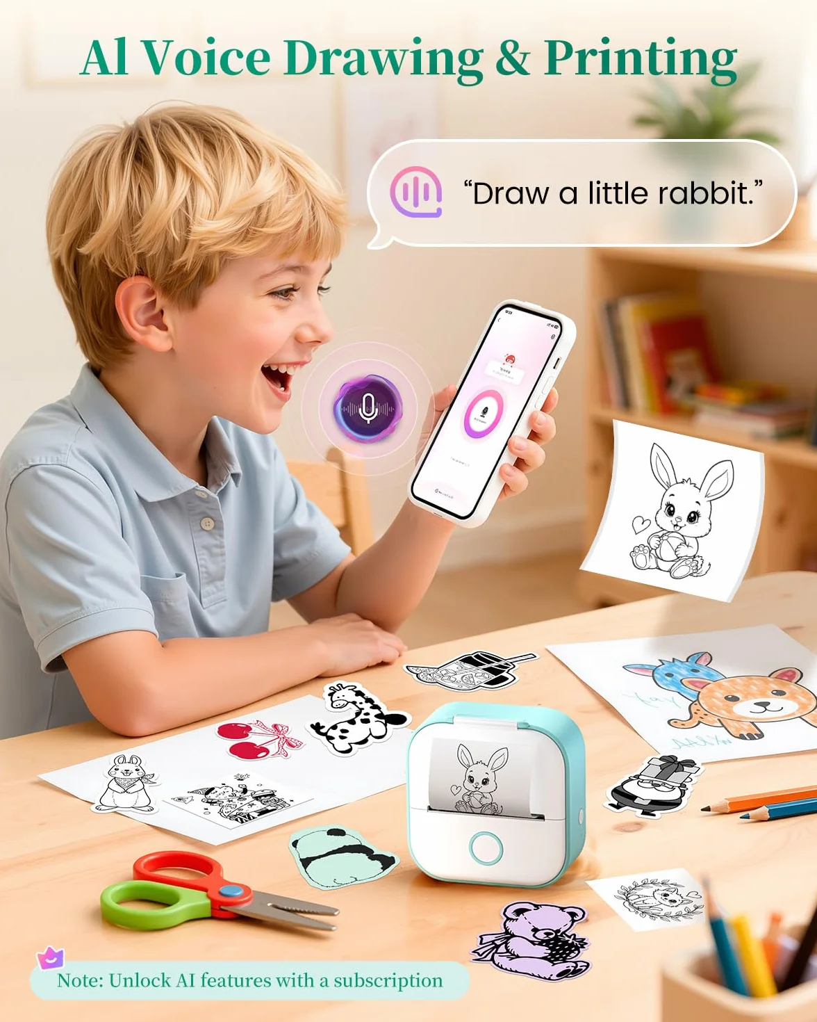 Mini Imprimante Thermique Portable T02 Bluetooth pour Étiquettes, Notes, Photos