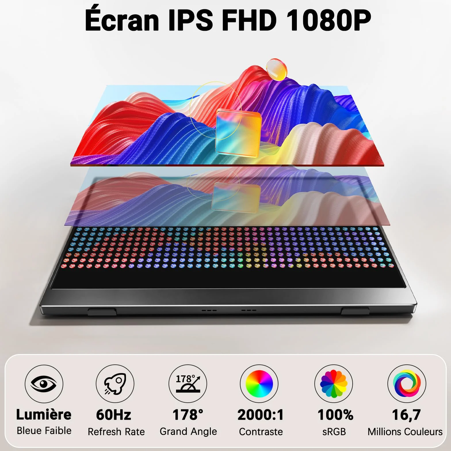 COOLHOOD Moniteur Portable 15,6 Pouces IPS 100% SRGB 1080P FHD USB C/Mini HDMI pour Téléphone Laptop PC PS5