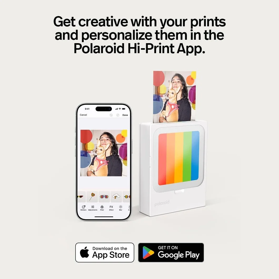Polaroid Hi-Print 3x3 Imprimante Photo Bluetooth de Poche Blanche 60 Feuilles