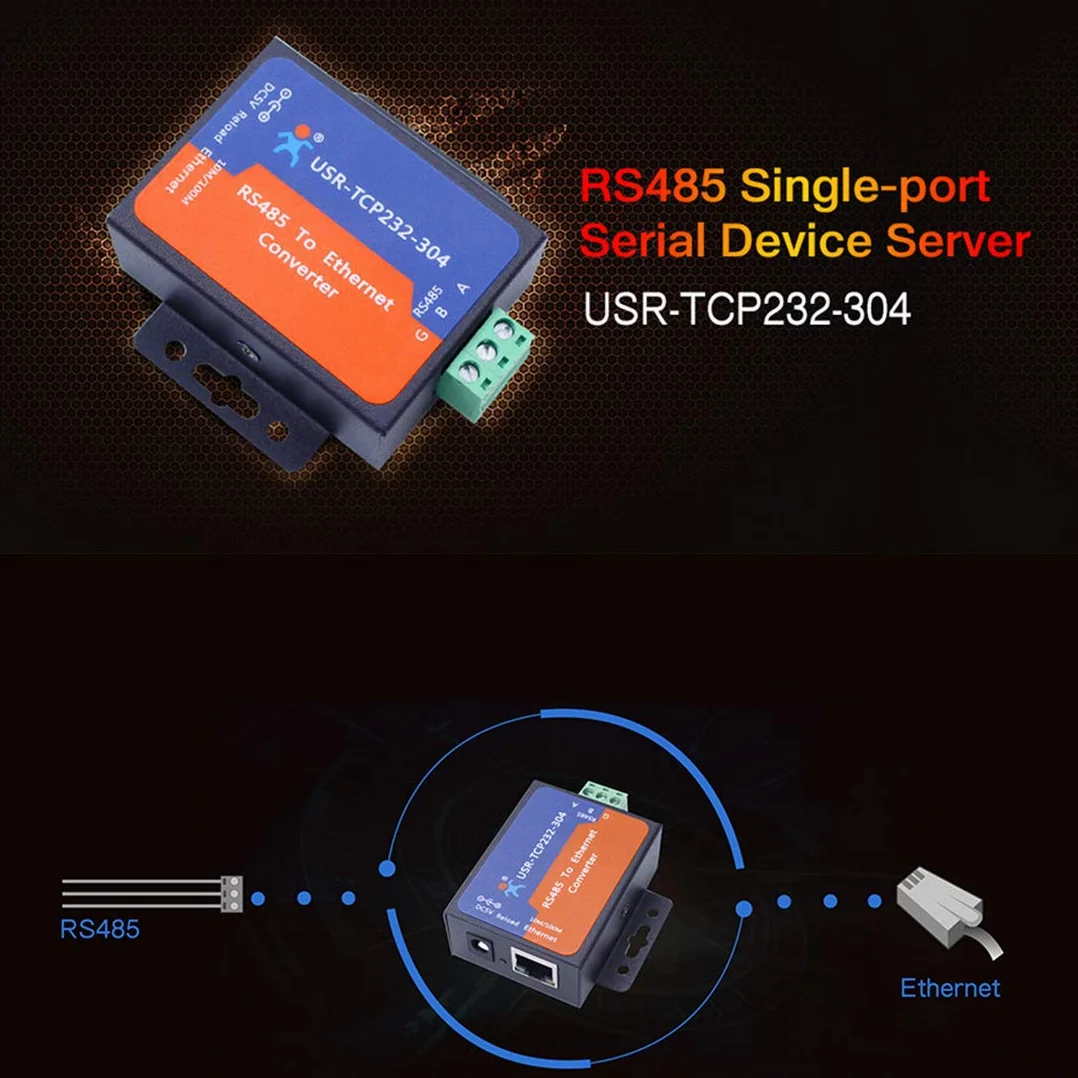 USR TCP232-304 Convertisseur RS485 vers TCP/IP Ethernet Server avec Page Web Intégrée DHCP/DNS