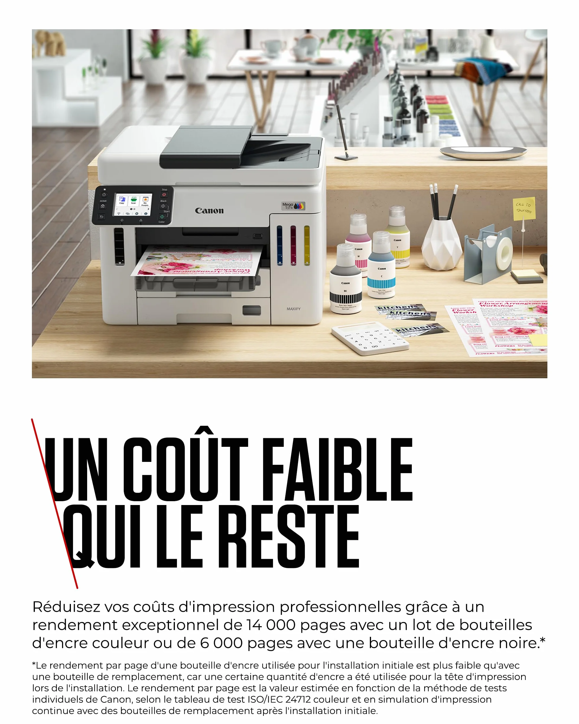 Canon MAXIFY GX7150 Imprimante de Bureau Compacte MegaTank Jet d'encre Couleur sans Fil Tout-en-Un Wi-Fi Ethernet USB