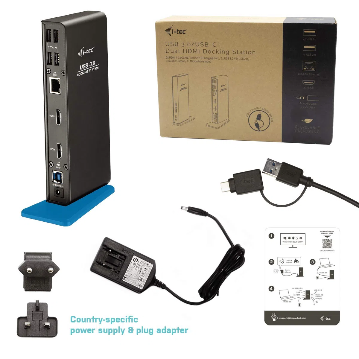i-tec USB 3.0/USB-C Dual HDMI Docking Station