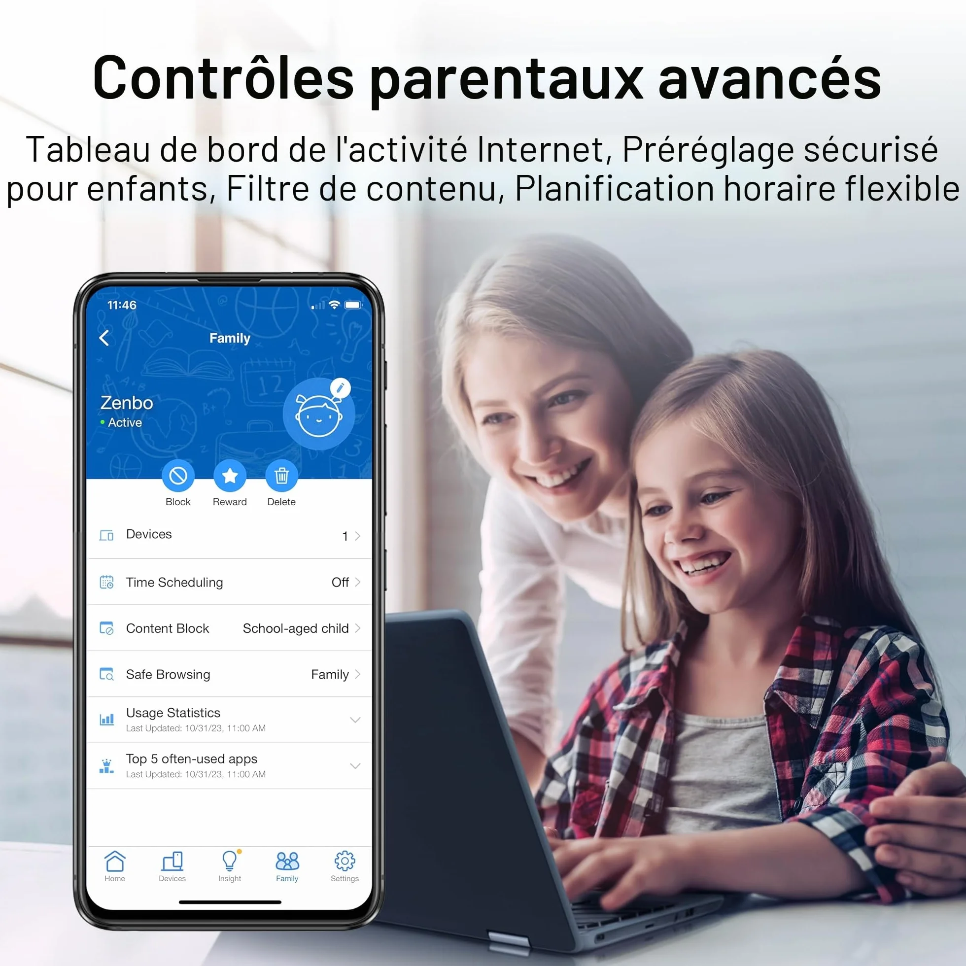 ASUS RT-BE58U V2 Routeur Wi-Fi 7 Double Bande 4K-QAM MLO Port WAN/LAN 2.5G Quatre Ports 1G Sécurité Réseau Niveau Commercial Contrôle Parental IoT VPN