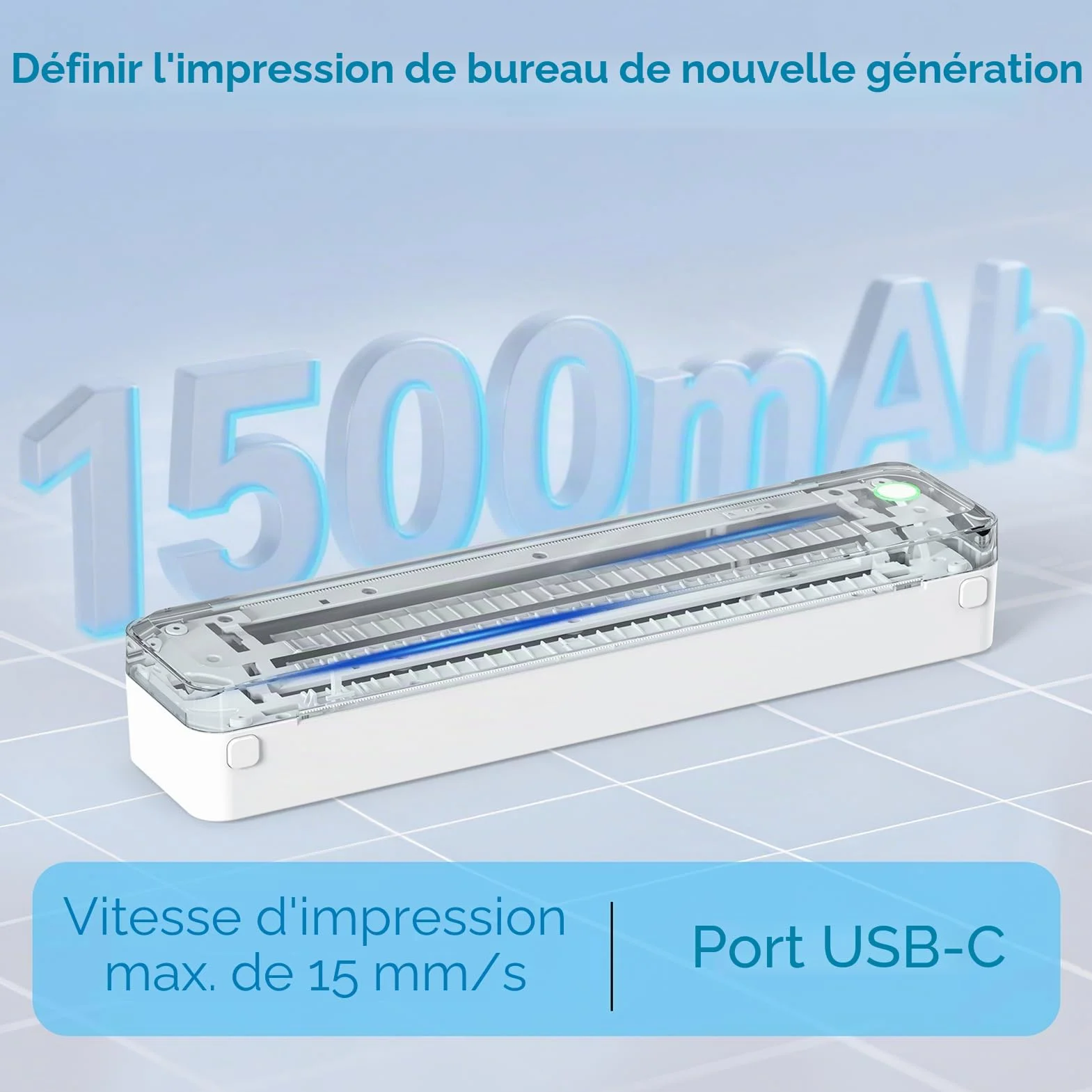 Imprimante thermique Bluetooth portable sans fil Knaon, compatible papier thermique US Letter A4, inclut 3 rouleaux