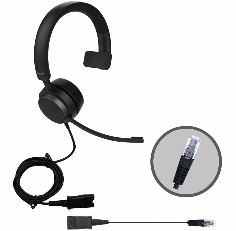 Snom A310M Casque Filaire Monaural HD Microphone Rotatif 270° Noir