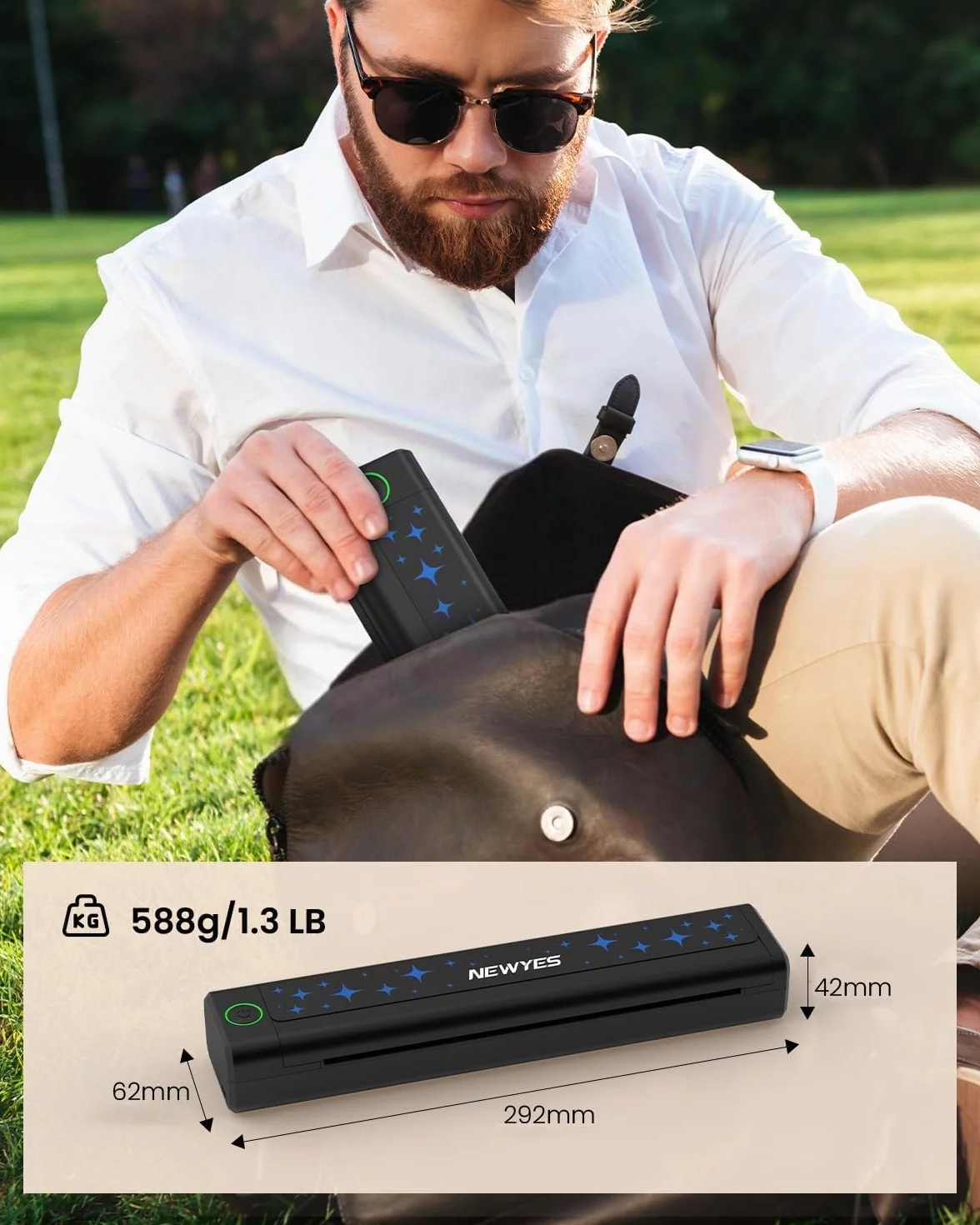 NEWYES Imprimante Thermique Portable sans Fil sans Encre pour Affaires Voyage Maison Éducation