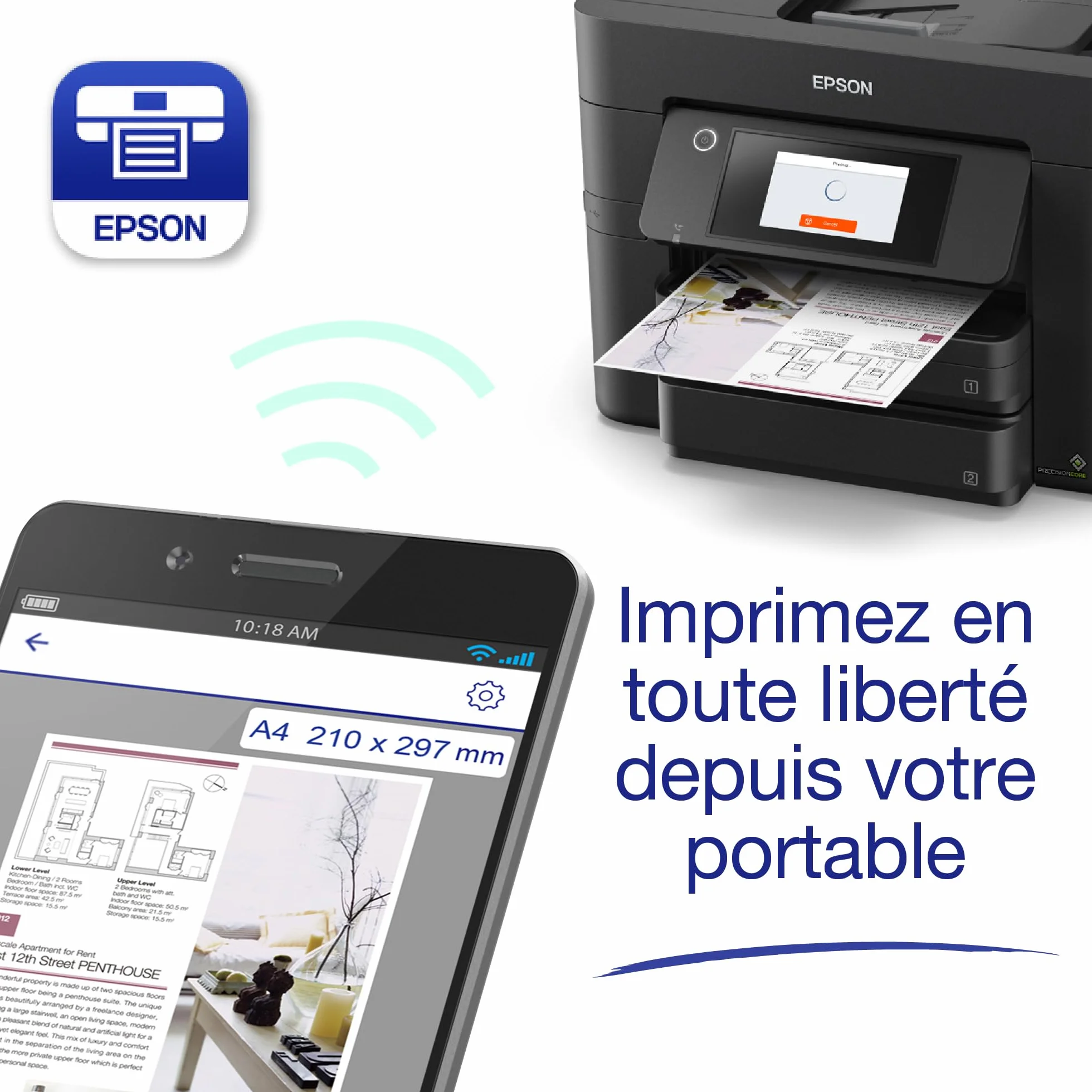 EPSON WorkForce Pro WF-4830 Imprimante 4-en-1 recto-verso WiFi Direct Ethernet ADF Compacte