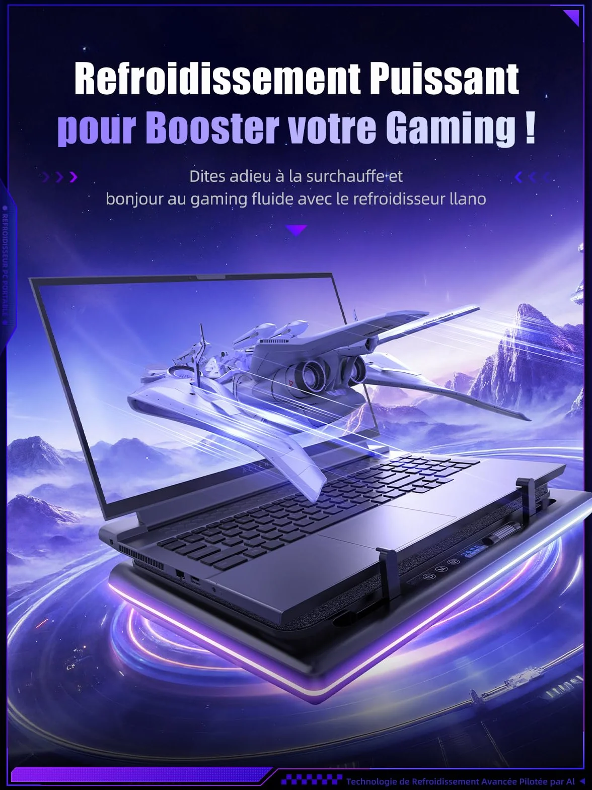llano V12 Ultra Refroidisseur d'Ordinateur Portable 5,5 Pouces 3 Ports USB 3.0 15,6-19 Pouces