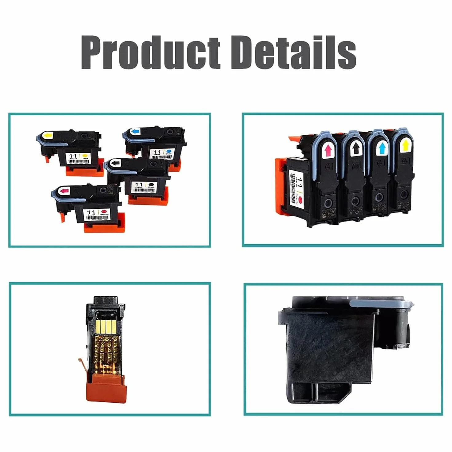 Tête d'impression 11 Encres C4810A C4811A C4812A C4813A Remplacement pour Imprimantes HP Designjet 100 110 111 500 510 800 813 850 500ps 800ps 9110 9120 9130 K850 4 Couleurs