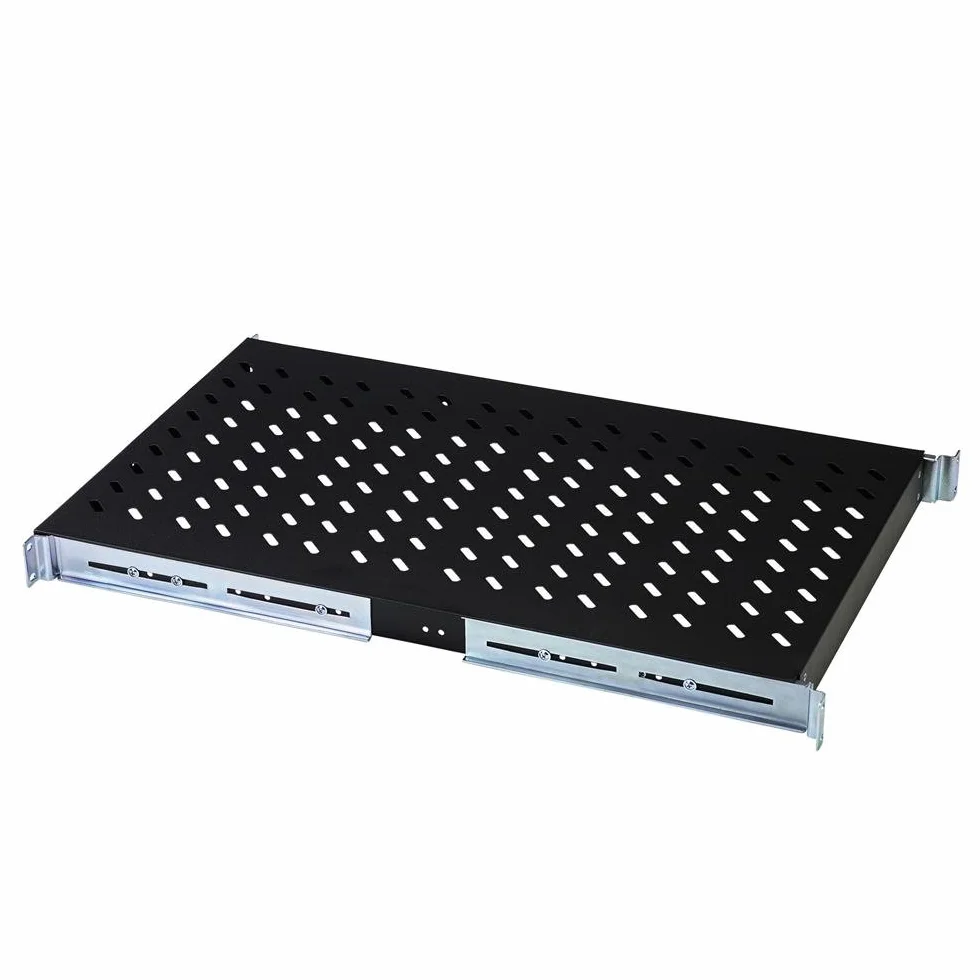 DIGITUS Tablette 19 Pouces 1U 100 kg Profondeur Variable Noir pour Armoires Réseaux et Serveurs