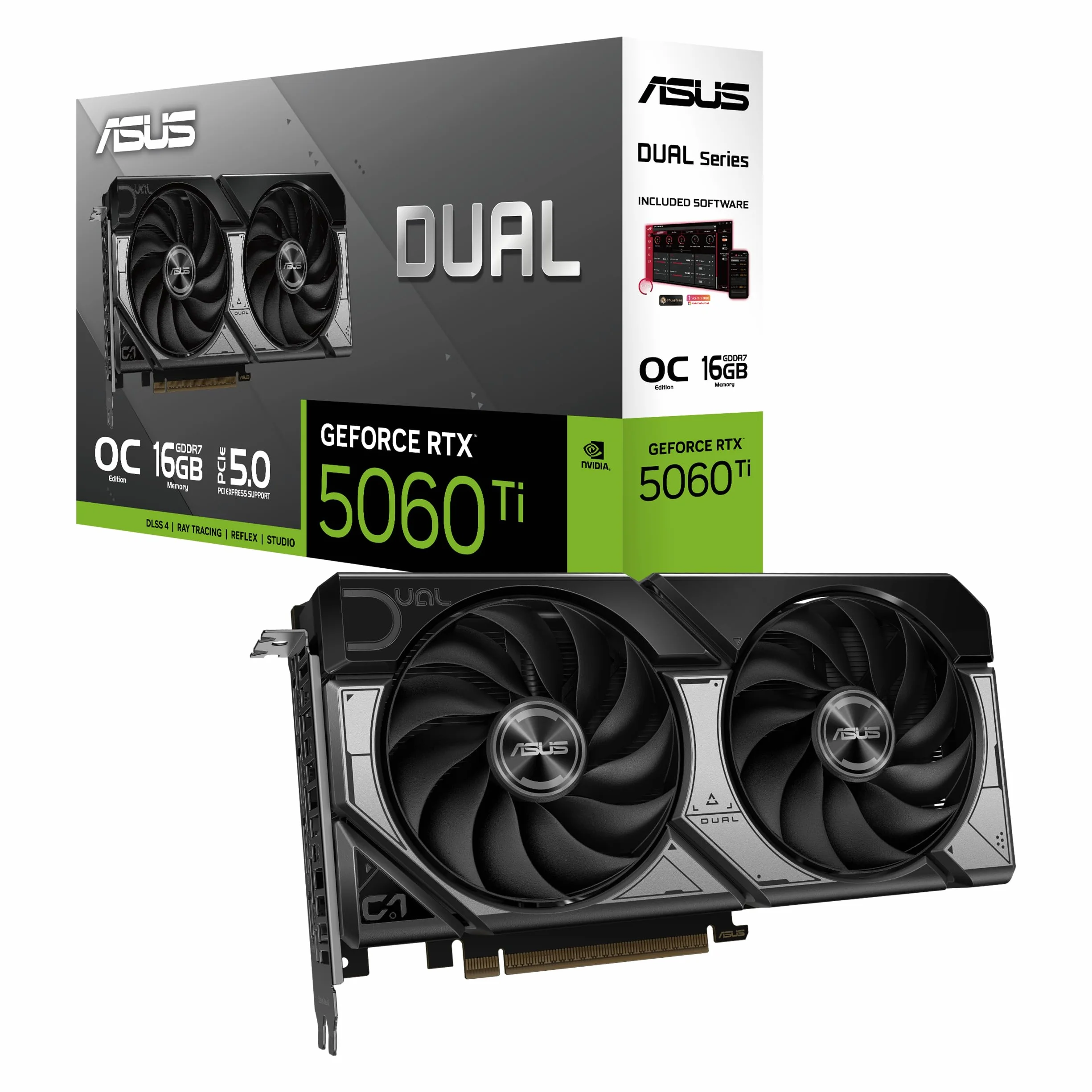 ASUS NVIDIA GeForce RTX 5060 Ti Dual OC 16GB Blackwell Graphics Card