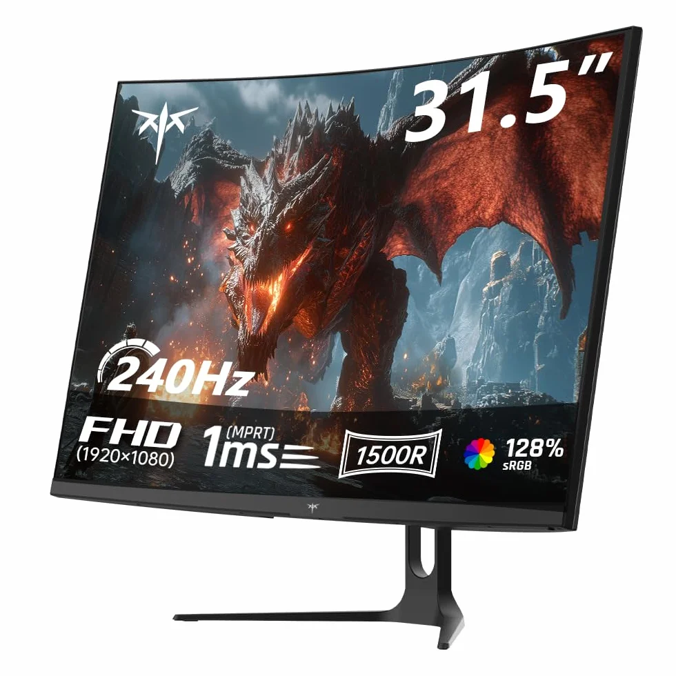 KTC Écran PC Gamer 32 Pouces Incurvé 240Hz FHD 1ms VA 1500R HDR10 AMD FreeSync H32C5