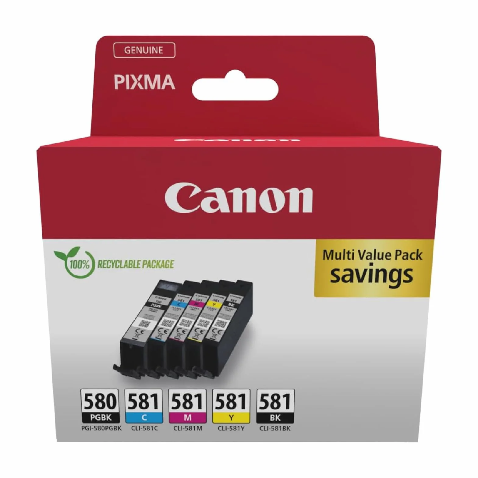 Canon Lot de 5 Cartouches d'encre d'origine PGI-580 / CLI-581 Multipack