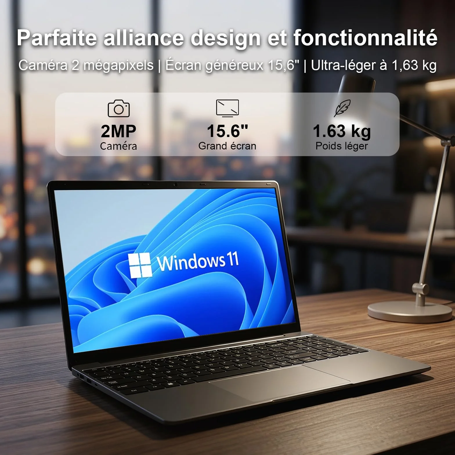 Ordinateur Portable Windows 11 15,6 Pouces AZERTY 5205U 4Go RAM 128Go ROM