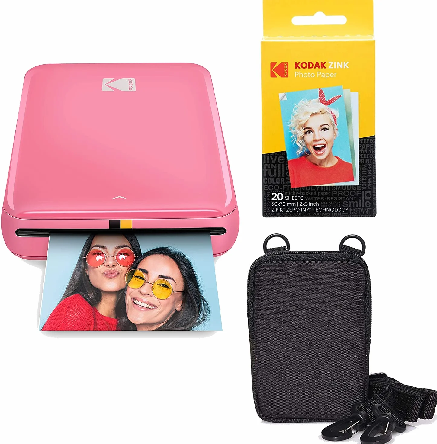 KODAK Step Imprimante photo mobile sans fil Zinc Rose Kit de voyage
