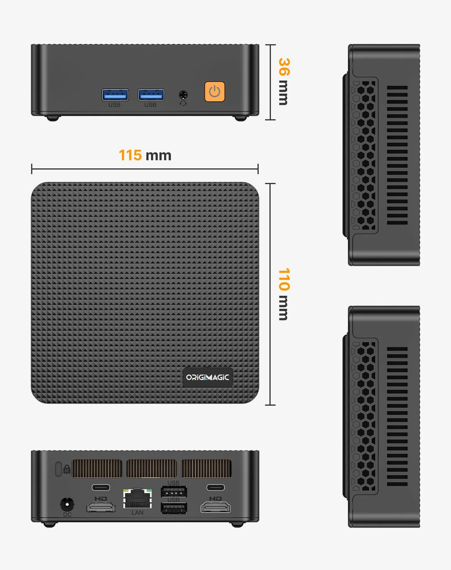 Mini PC C5 Ryzen 5 3500U 8GB RAM DDR4 256GB SSD Ordinateur de Bureau Compact Triple écran 4K 60Hz