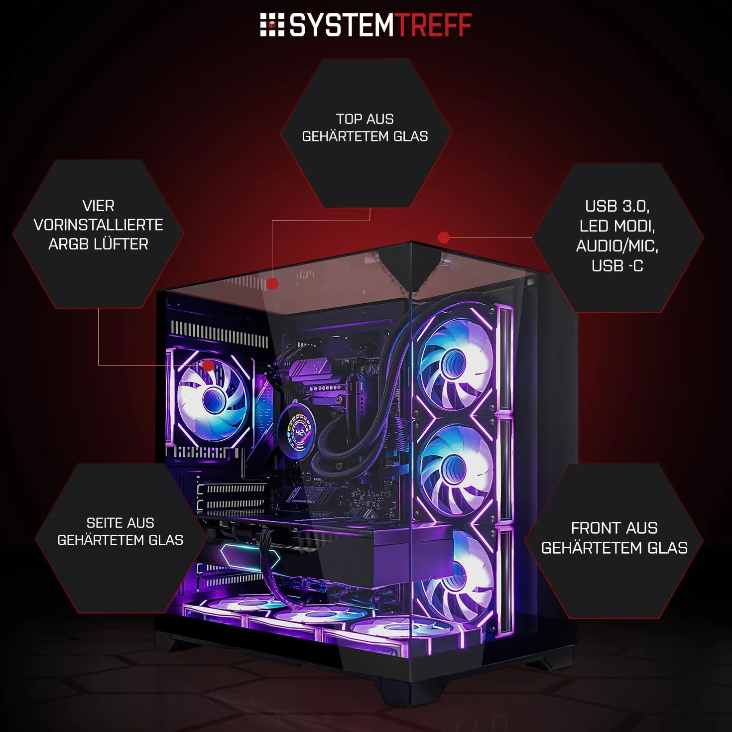 SYSTEMTREFF PC Gamer AMD Ryzen 7 9800X3D 8x5.2GHz Nvidia RTX 5080 16Go 1To M.2 NVMe 32Go DDR5 RAM Windows 11 Ordinateur de Bureau