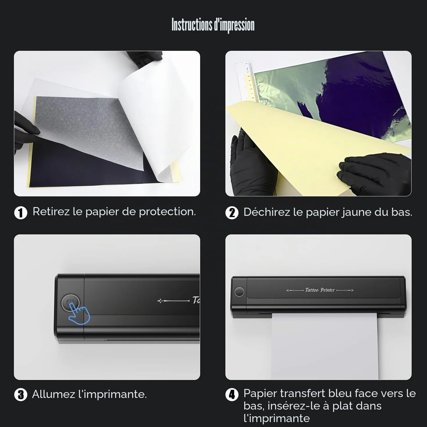 TATELF Machine à Stencil Tatouage sans Fil Bluetooth avec 10 Papiers Transfert pour Artistes Débutants H1