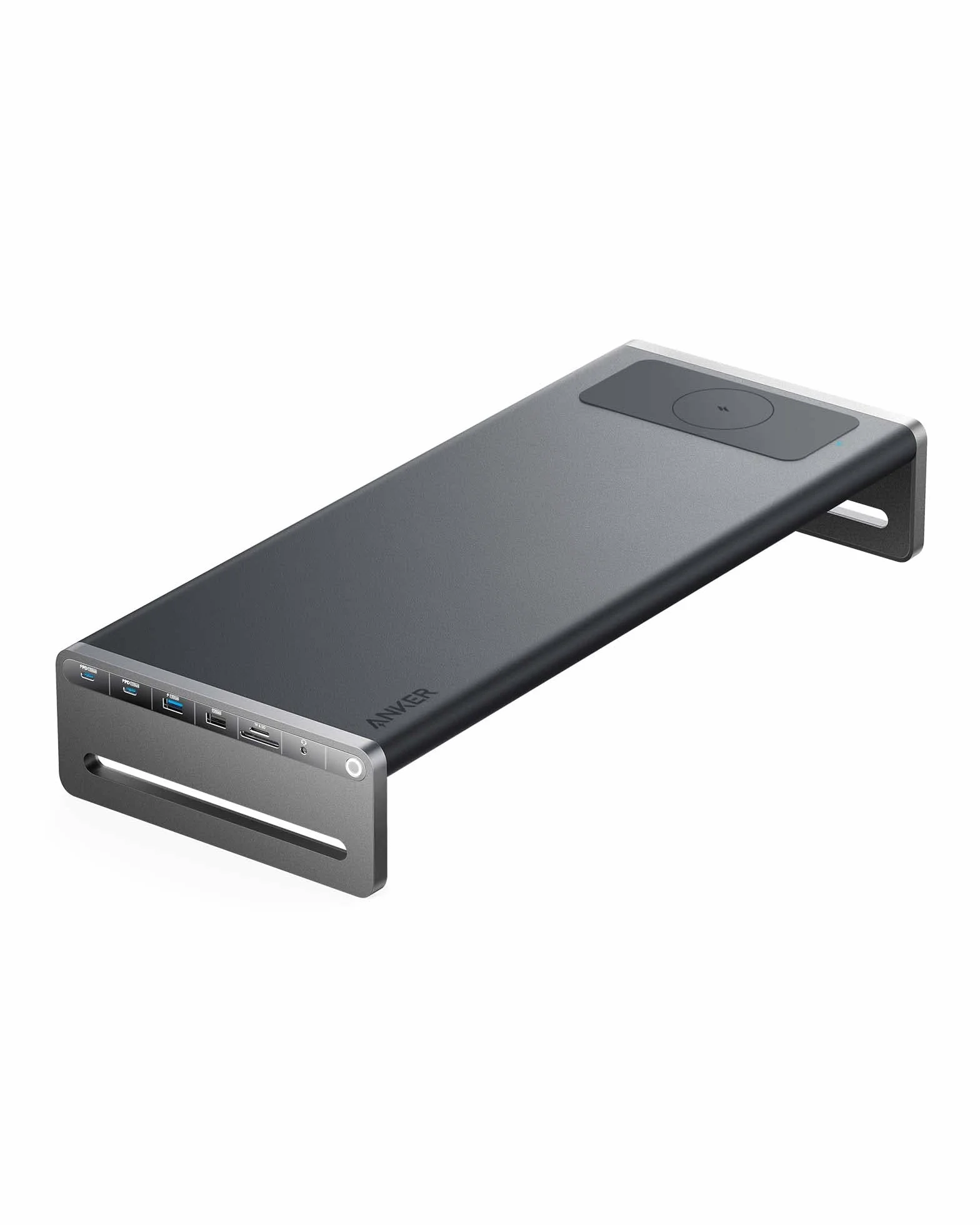 Anker 675 Docking Station (12-en-1, Support de Moniteur) avec Ports USB-C 10 Gbit/s, Affichage HDMI 4K à 60 Hz, Bloc de Charge sans Fil, Gris foncé.