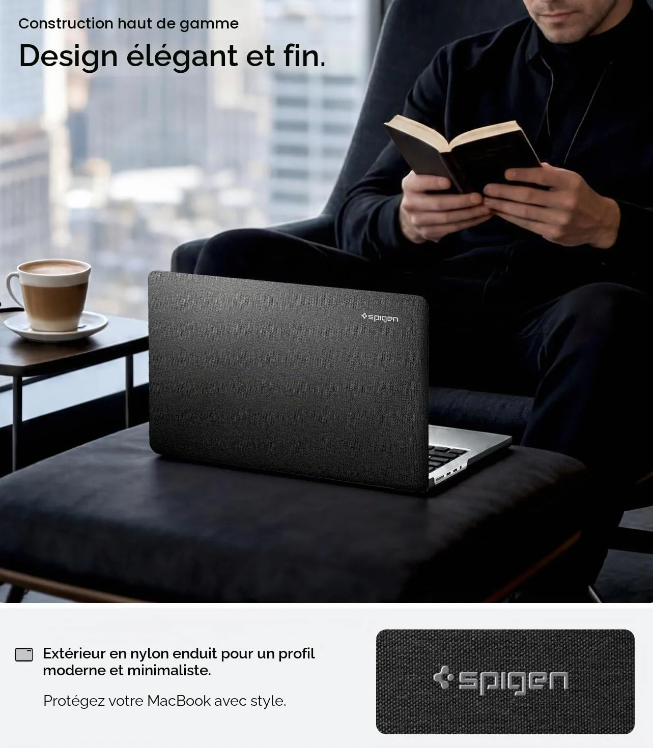 Spigen Urban Fit Coque MacBook Pro 14 Pouces M5 Pro Max 2026 M4 M3 M2 M1 2025-2021 Étui Tricot Premium Noir