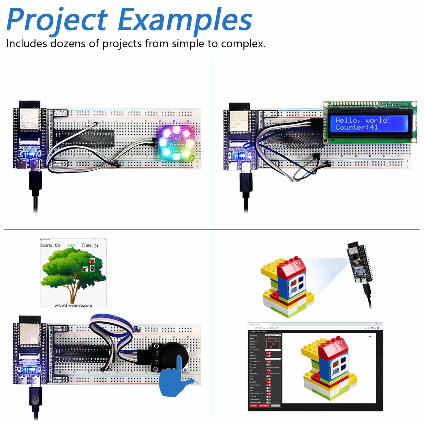 Freenove Ultimate Starter Kit for ESP32-S3, Dual-core 32-bit 240 MHz Microcontroller, Onboard Camera Wireless, 243 Items