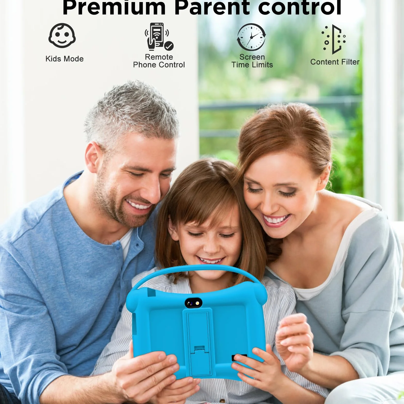 Tablette Éducative Enfant 7 Pouces Android WiFi Contrôle Parental Double Caméra Étui Sécurité 2 Go RAM 32 Go ROM 128 Go Extensible 3-12 Ans Bleu