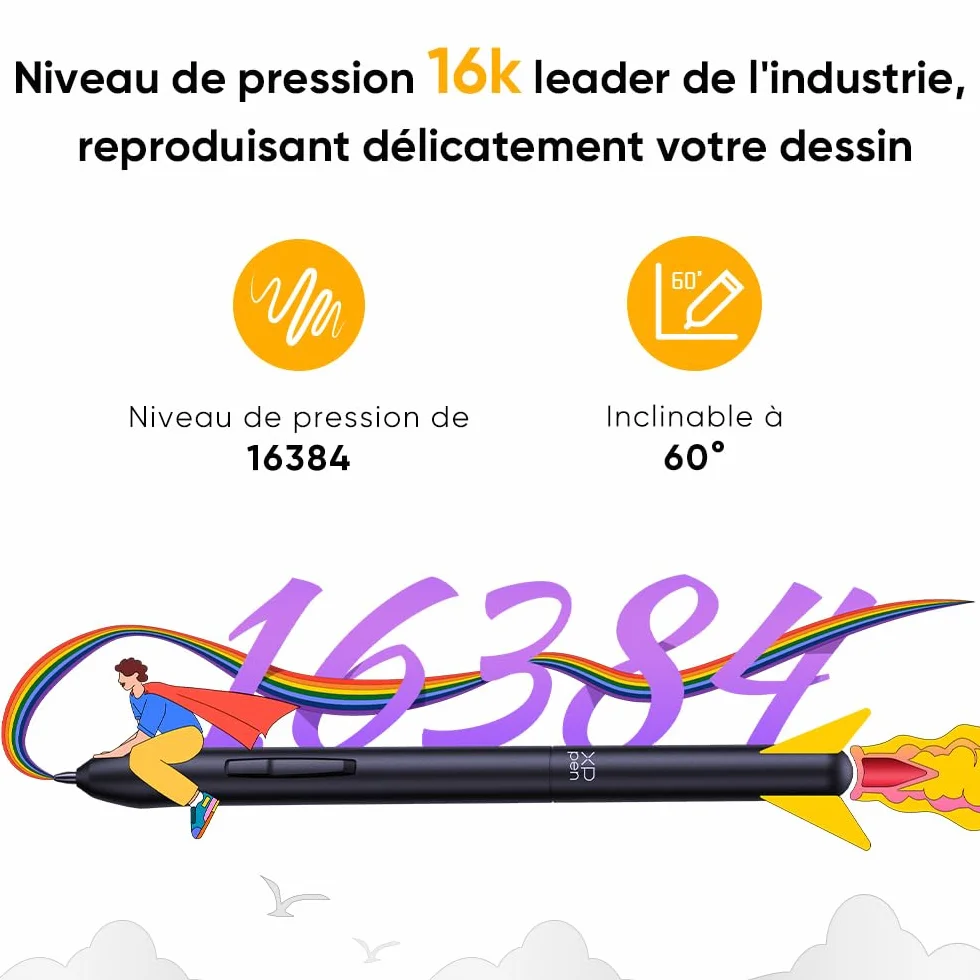 XPPen Deco 640 Tablette Graphique sans Écran, Stylet X3 Pro 16K Niveaux de Pression, Compatible Windows/Mac/Android