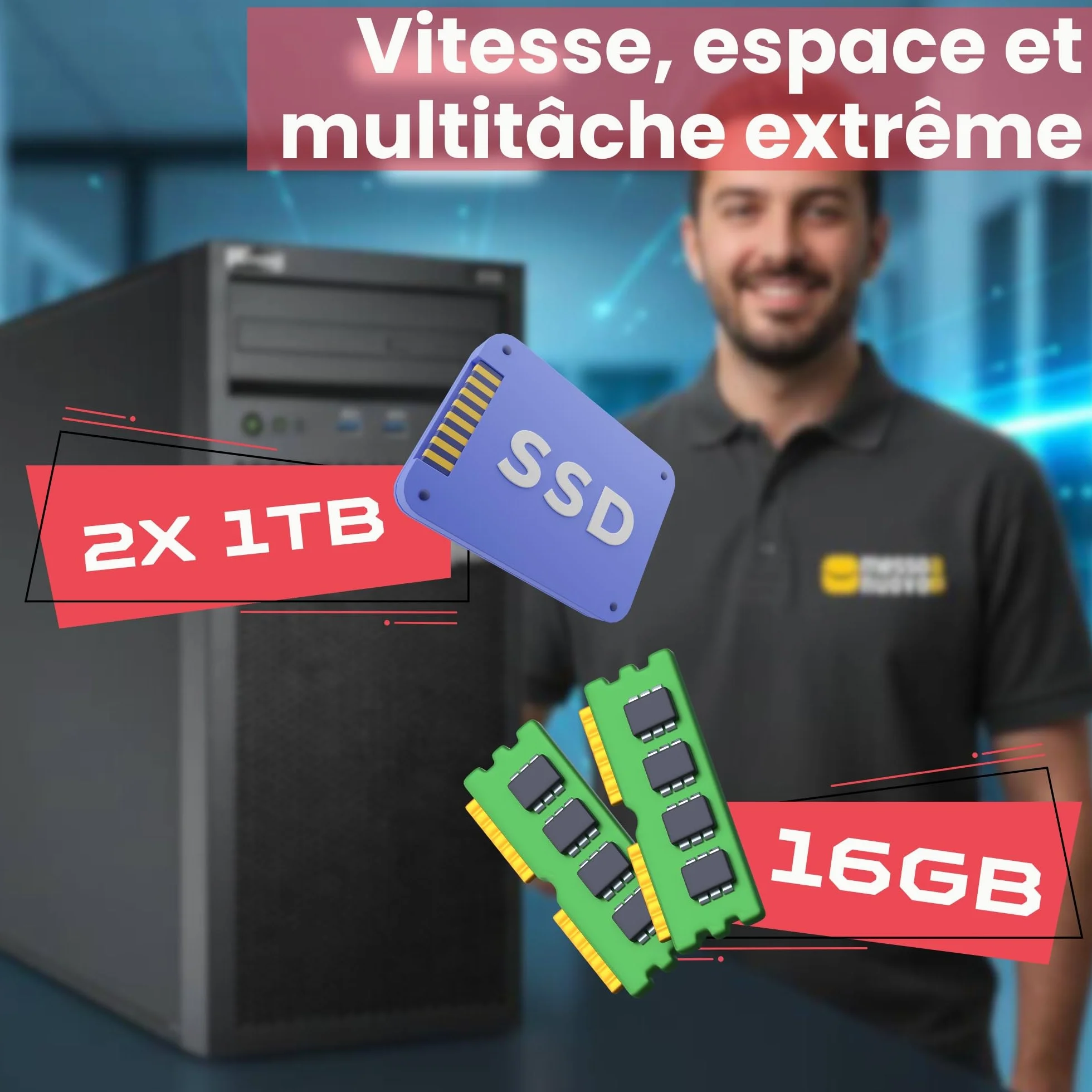 Lenovo ThinkSystem ST50 Serveur Intel Xeon E-2224G 16 Go ECC RAM SSD 2×1 To Win Server 2025 Standard Reconditionné