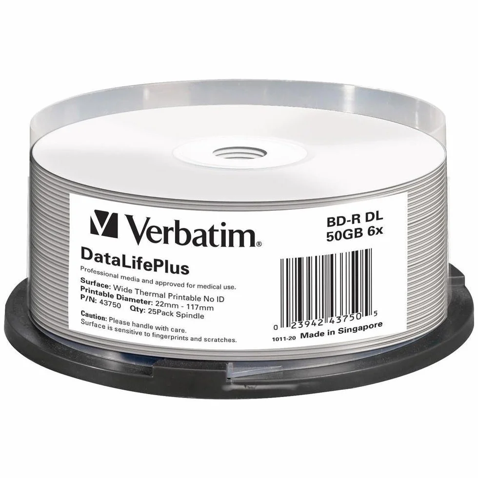 Verbatim BD-R DL 50GB 6X 25 Pack Spindle 43750