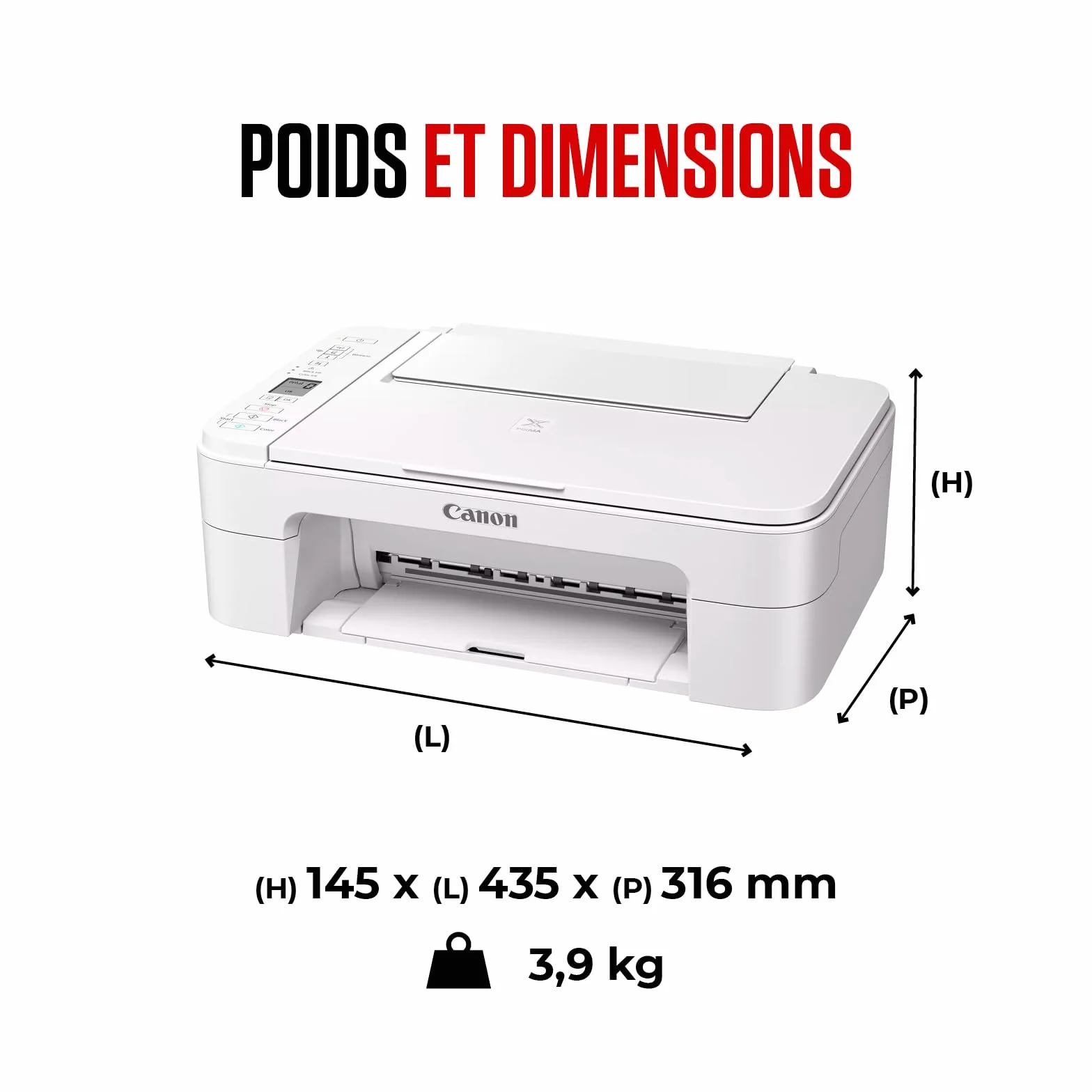 Canon PIXMA TS3351 imprimante A4 WiFi Jet d'encre Multifonction Blanc
