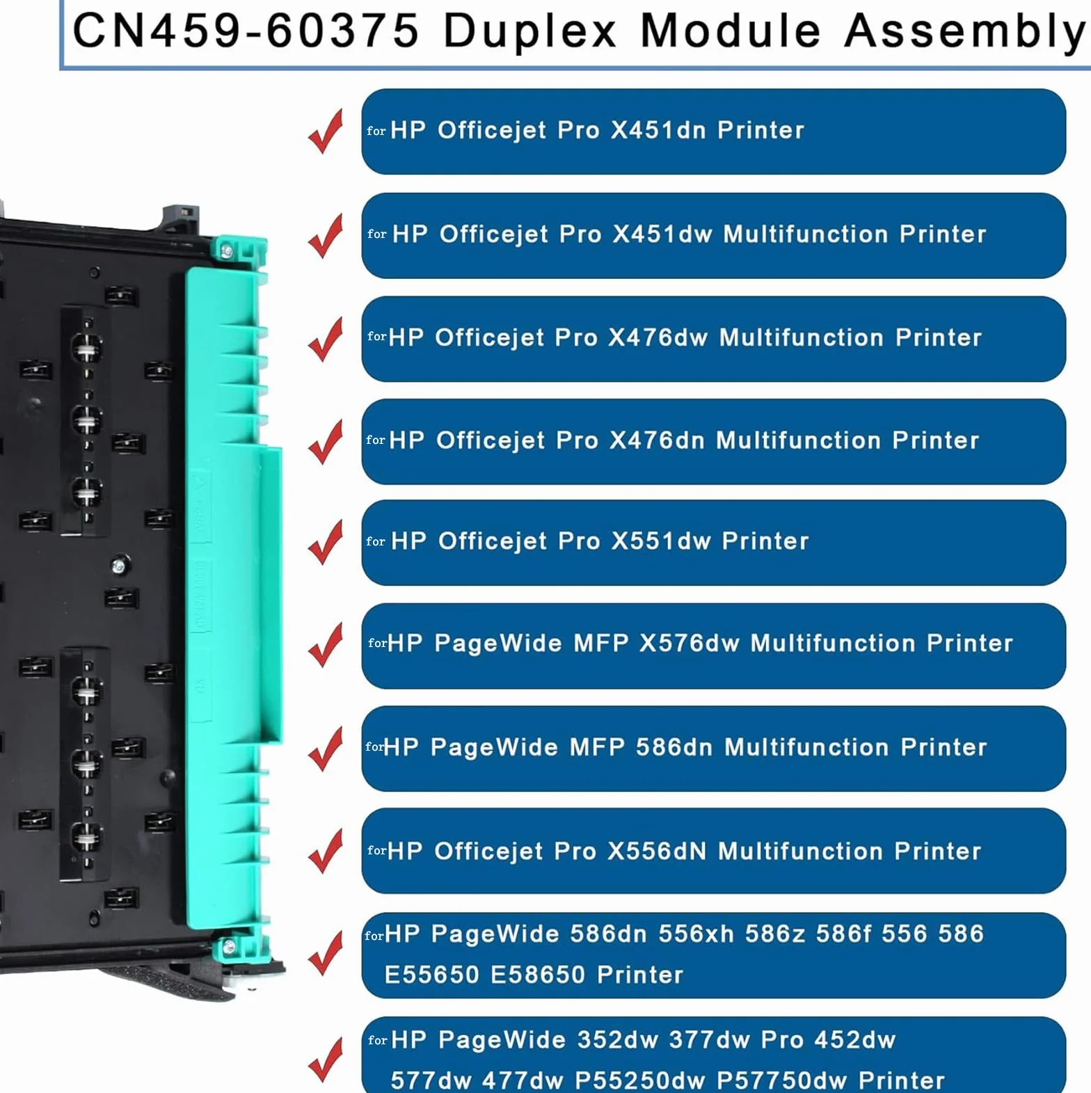Module Duplex compatible HP PageWide Pro 477dw 477dn 577dw 577dz 552dw x476 377dw Unité collecte encre HP973 974 975