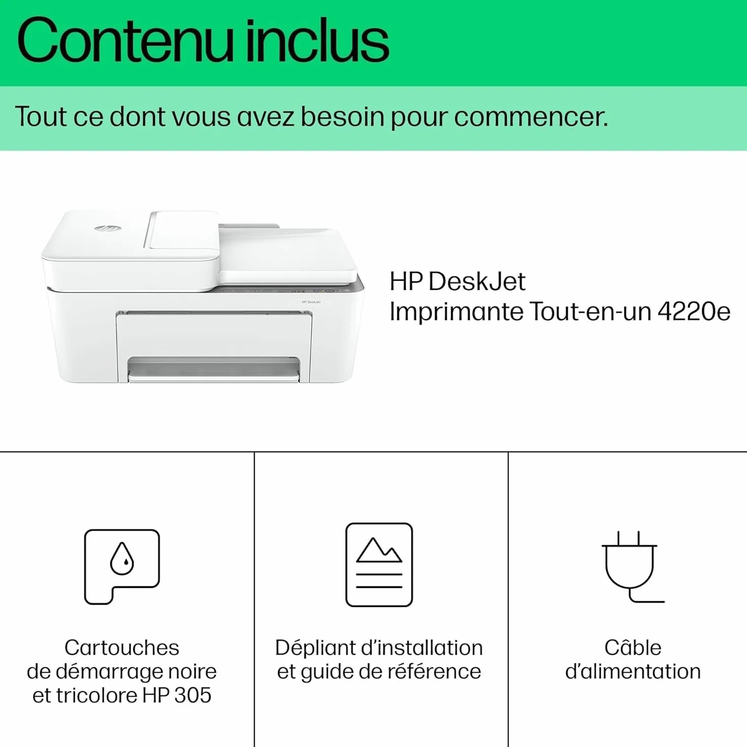 HP DeskJet 4220e Imprimante multifonction Jet d'encre A4 Couleur Wi-Fi Fax mobile